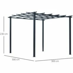 Alternative view of Outsunny 3x3m Metal Gazebo Pergola Grape Trellis Climbing Plants Sun Shelter