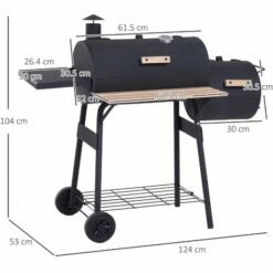 Outsunny Portable Charcoal BBQ Grill Steel Offset Smoker Combo Backyard 3 Outsunny Portable Charcoal BBQ Grill Steel Offset Smoker Combo Backyard -Outsunny store 11679243 2