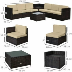 Outsunny 8Pcs Patio Rattan Sofa Set Garden Furniture Side Table W/ Cushion 3 Outsunny 8Pcs Patio Rattan Sofa Set Garden Furniture Side Table W/ Cushion -Outsunny store 11679259 2