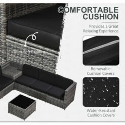 Outsunny 8Pcs Patio Rattan Sofa Set Garden Furniture Side Table W/ Cushion 6 Outsunny 8Pcs Patio Rattan Sofa Set Garden Furniture Side Table W/ Cushion -Outsunny store 11679263 5