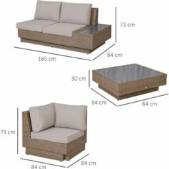 Outsunny 4Pcs Rattan Sofa Set Garden Furniture Set With Armrest Cushions Beige 3 Outsunny 4Pcs Rattan Sofa Set Garden Furniture Set With Armrest Cushions Beige -Outsunny store 11679271 2
