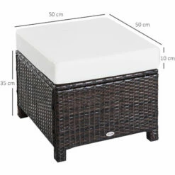 Outsunny Rattan Footstool Wicker Ottoman W/ Padded Seat For Backyard Garden 8 Outsunny Rattan Footstool Wicker Ottoman W/ Padded Seat For Backyard Garden -Outsunny store 1179769 2
