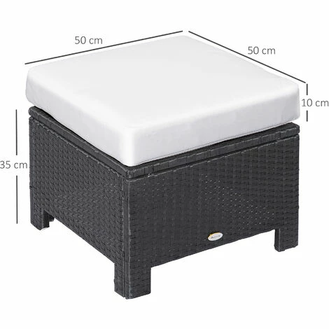 Outsunny Rattan Footstool Wicker Ottoman w/ Padded Seat for Backyard Garden Outsunny Rattan Footstool Wicker Ottoman W/ Padded Seat For Backyard Garden -Outsunny store 1179770 2