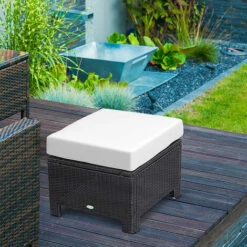 Outsunny Rattan Footstool Wicker Ottoman W/ Padded Seat For Backyard Garden 4 Outsunny Rattan Footstool Wicker Ottoman W/ Padded Seat For Backyard Garden -Outsunny store 1179770 3