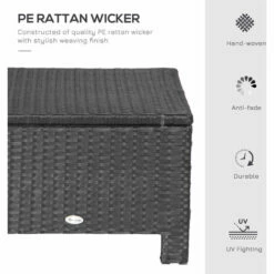 Outsunny Rattan Footstool Wicker Ottoman W/ Padded Seat For Backyard Garden 5 Outsunny Rattan Footstool Wicker Ottoman W/ Padded Seat For Backyard Garden -Outsunny store 1179770 4