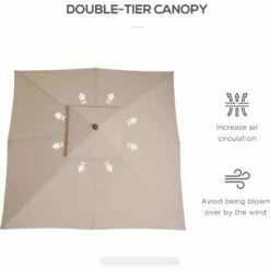 Outsunny 3m 2-tier Patio Parasol Garden Sun Umbrella Sunshade Bamboo W/ Pulley -Outsunny store 1179775 5