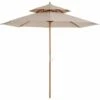 Outsunny Garden Wood Patio Parasol Sun Shade Outdoor Umbrella Canopy Beige -Outsunny store 1179776 1