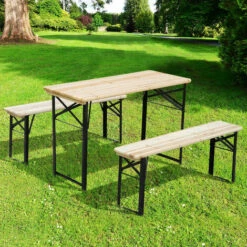 Outsunny Outdoor Picnic Table Portable Folding Camping Patio Beer Table Set -Outsunny store 1179778 3