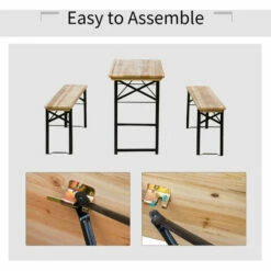 Outsunny Outdoor Picnic Table Portable Folding Camping Patio Beer Table Set -Outsunny store 1179778 5