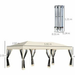 Outsunny 3 X 6 M Patio Gazebo Wedding Pop-up Party Tent Canopy Sun Shade Beige -Outsunny store 1179783 2