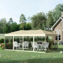 Outsunny 3 X 6 M Patio Gazebo Wedding Pop-up Party Tent Canopy Sun Shade Beige -Outsunny store 1179783 3