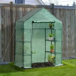 Outsunny Walk In Garden Greenhouse Outdoor Grow House W/ Shelves, 143x73x195cm -Outsunny store 1179850 3