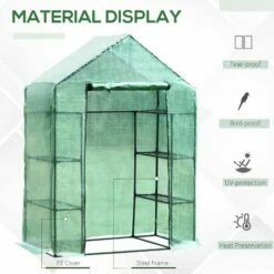 Outsunny Walk In Garden Greenhouse Outdoor Grow House W/ Shelves, 143x73x195cm -Outsunny store 1179850 4