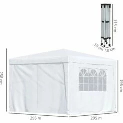 Outsunny 3mx3m Pop Up Gazebo Party Tent Canopy Marquee With Storage Bag White -Outsunny store 1179891 2