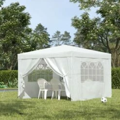 Outsunny 3mx3m Pop Up Gazebo Party Tent Canopy Marquee With Storage Bag White -Outsunny store 1179891 3