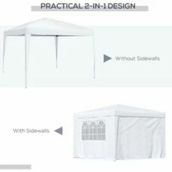 Outsunny 3mx3m Pop Up Gazebo Party Tent Canopy Marquee With Storage Bag White -Outsunny store 1179891 4