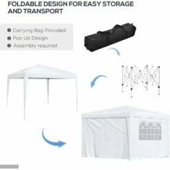 Outsunny 3mx3m Pop Up Gazebo Party Tent Canopy Marquee With Storage Bag White -Outsunny store 1179891 5