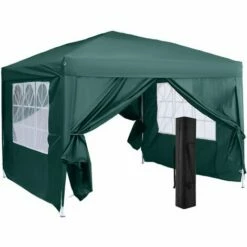 Outsunny 3mx3m Pop Up Gazebo Party Tent Canopy Marquee With Storage Bag Green