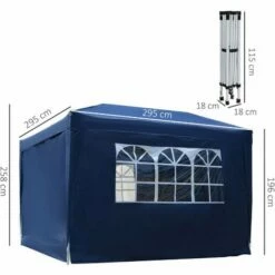 Outsunny 3mx3m Pop Up Gazebo Party Tent Canopy Marquee With Storage Bag Blue 3 Outsunny 3mx3m Pop Up Gazebo Party Tent Canopy Marquee With Storage Bag Blue -Outsunny store 1179895 2