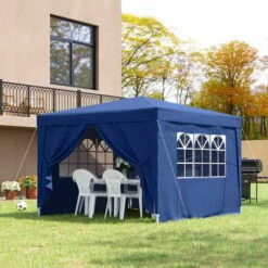 Outsunny 3mx3m Pop Up Gazebo Party Tent Canopy Marquee With Storage Bag Blue 4 Outsunny 3mx3m Pop Up Gazebo Party Tent Canopy Marquee With Storage Bag Blue -Outsunny store 1179895 3