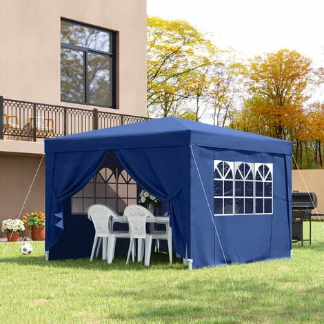 Outsunny 3mx3m Pop Up Gazebo Party Tent Canopy Marquee with Storage Bag Blue Outsunny 3mx3m Pop Up Gazebo Party Tent Canopy Marquee With Storage Bag Blue -Outsunny store 1179895 3