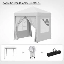 Outsunny 2mx2m Pop Up Gazebo Party Tent Canopy Marquee With Storage Bag White -Outsunny store 1179896 5