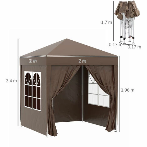 Outsunny 2mx2m Pop Up Gazebo Party Tent Canopy Marquee with Storage Bag Coffee Outsunny 2mx2m Pop Up Gazebo Party Tent Canopy Marquee With Storage Bag Coffee -Outsunny store 1179898 2
