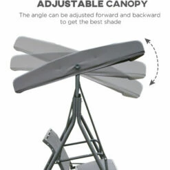 Outsunny 3 Seater Garden Swing Patio Hammock W/ Canopy For Outdoor Grey -Outsunny store 1179903 5