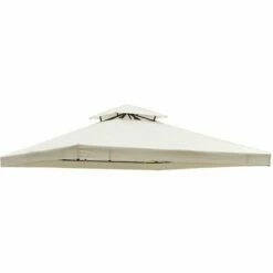Outsunny 3(m) 2 Tier Garden Gazebo Top Cover Replacement Canopy Roof Cream White