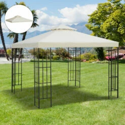 Outsunny 3(m) 2 Tier Garden Gazebo Top Cover Replacement Canopy Roof Cream White 9 Outsunny 3(m) 2 Tier Garden Gazebo Top Cover Replacement Canopy Roof Cream White -Outsunny store 1179908 3