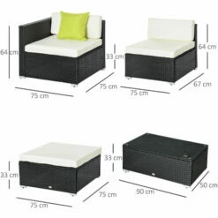 Outsunny 5pc Rattan Conservatory Furniture Garden Corner Sofa Outdoor - Black (Parasol Not Included) -Outsunny store 1179916 2