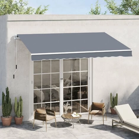 Outsunny Garden Sun Shade Canopy Retractable Awning, 4 x 3(m), Grey Outsunny Garden Sun Shade Canopy Retractable Awning, 4 X 3(m), Grey -Outsunny store 1179917 3