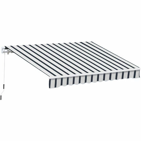 Outsunny Garden Sun Shade Canopy Retractable Awning, 4 X 3(m) Blue And White 3 Outsunny Garden Sun Shade Canopy Retractable Awning, 4 X 3(m) Blue And White