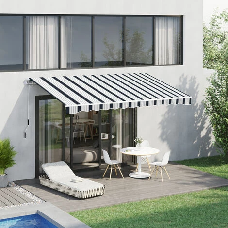Outsunny Garden Sun Shade Canopy Retractable Awning, 4 X 3(m) Blue And White 5 Outsunny Garden Sun Shade Canopy Retractable Awning, 4 X 3(m) Blue And White - Image 3