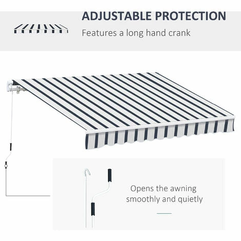 Outsunny Garden Sun Shade Canopy Retractable Awning, 4 X 3(m) Blue And White 7 Outsunny Garden Sun Shade Canopy Retractable Awning, 4 X 3(m) Blue And White - Image 5