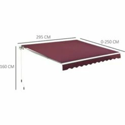 Outsunny Garden Sun Shade Canopy Retractable Awning, 3 X 2.5m, Wine Red -Outsunny store 1179921 2