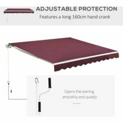 Outsunny Garden Sun Shade Canopy Retractable Awning, 3 X 2.5m, Wine Red -Outsunny store 1179921 4