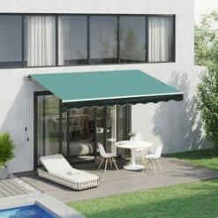 Outsunny Garden Sun Shade Canopy Retractable Awning, 3 X 2.5m, Green -Outsunny store 1179925 3