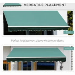 Outsunny Garden Sun Shade Canopy Retractable Awning, 3 X 2.5m, Green -Outsunny store 1179925 5