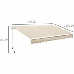 Alternative view of Outsunny Garden Sun Shade Canopy Retractable Awning, 3 X 2.5m, Cream White