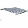 Outsunny Garden Sun Shade Canopy Retractable Awning, 3 X 2.5m, Blue And White -Outsunny store 1179927 1