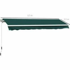 Outsunny Garden Sun Shade Canopy Retractable Awning, 3.5 X 2.5m, Dark Green -Outsunny store 1179931 2