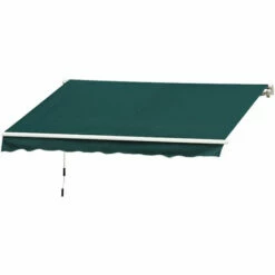 Outsunny Garden Sun Shade Canopy Retractable Awning, 3.5 X 2.5m, Dark Green -Outsunny store 1179931 5