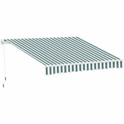 Outsunny Garden Sun Shade Canopy Retractable Awning, 2.5 X 2m, Green And White