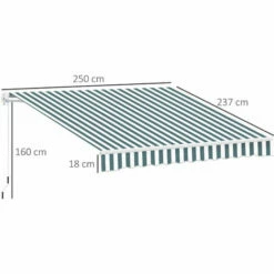 Alternative view of Outsunny Garden Sun Shade Canopy Retractable Awning, 2.5 X 2m, Green And White