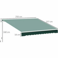 Alternative view of Outsunny Garden Sun Shade Canopy Retractable Awning, 2.5 X 2m, Green