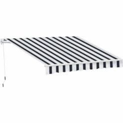 Outsunny Garden Sun Shade Canopy Retractable Awning, 2.5 X 2m, Blue And White