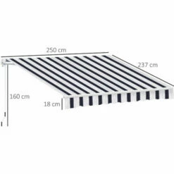 Alternative view of Outsunny Garden Sun Shade Canopy Retractable Awning, 2.5 X 2m, Blue And White
