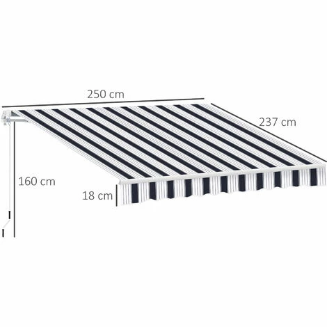 Outsunny Garden Sun Shade Canopy Retractable Awning, 2.5 X 2m, Blue And White 4 Outsunny Garden Sun Shade Canopy Retractable Awning, 2.5 X 2m, Blue And White - Image 2