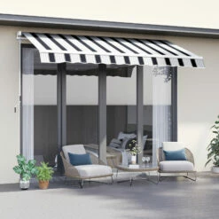 Outsunny Garden Sun Shade Canopy Retractable Awning, 2.5 X 2m, Blue And White 9 Outsunny Garden Sun Shade Canopy Retractable Awning, 2.5 X 2m, Blue And White -Outsunny store 1179941 3